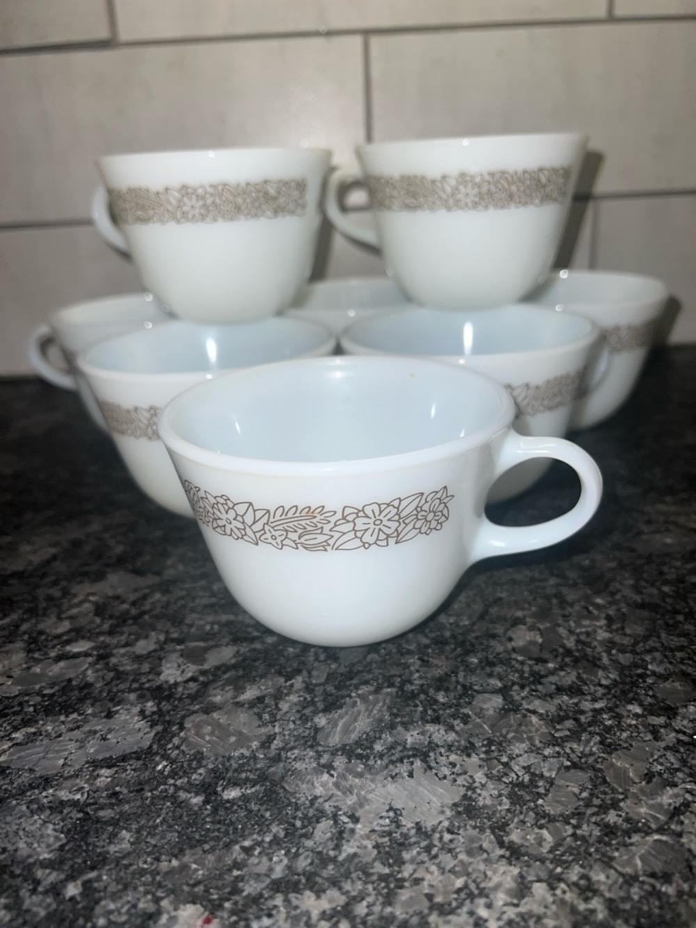 RETIRED Vintage Pyrex Corelle WOODLAND Coffee/Tea Cups in excellent condition -